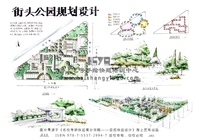 景观考研快题案例分析——街头绿地公园设计 - 快题与